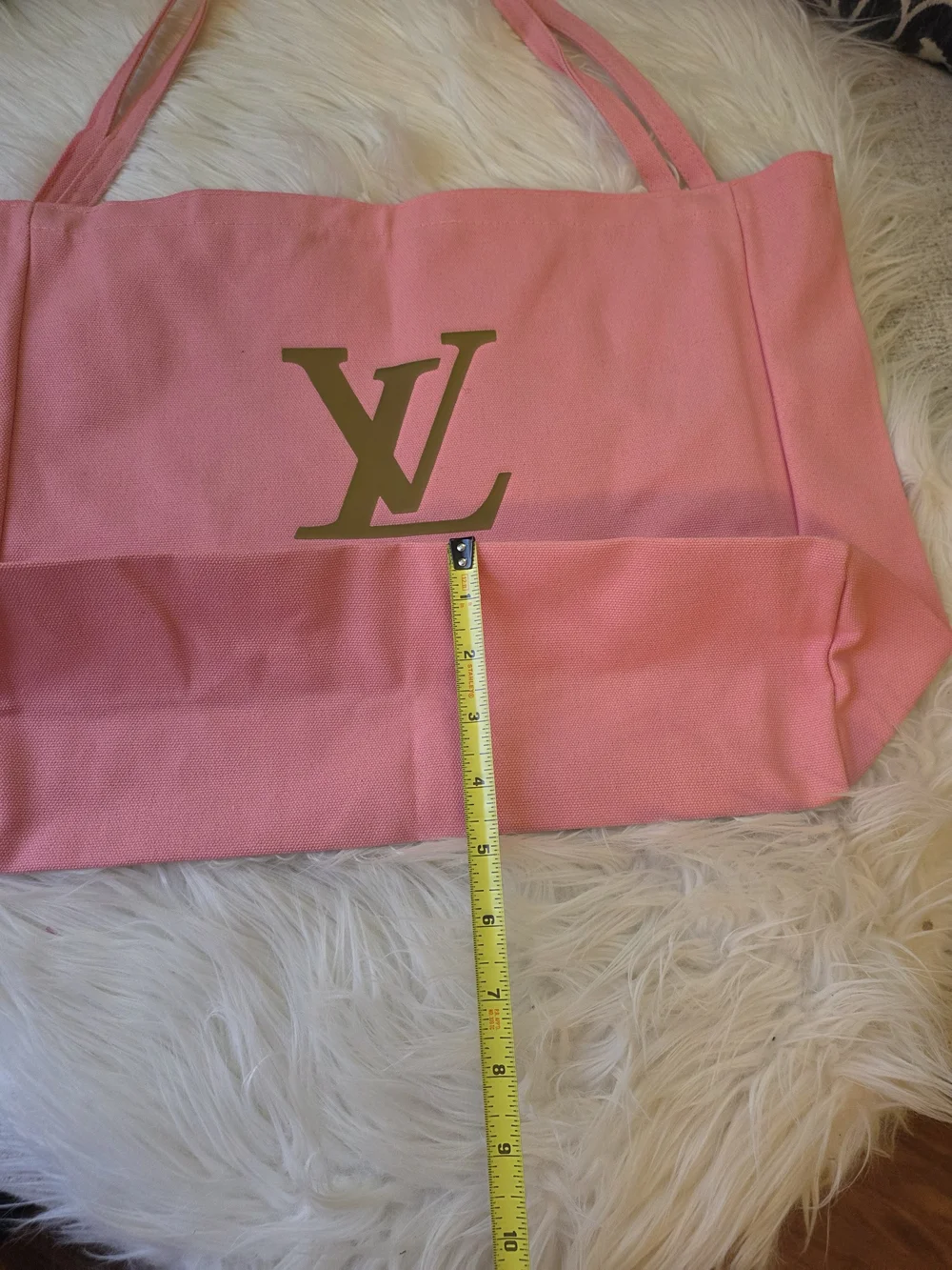 Pink Canvas Tote Bag With Slim Handles